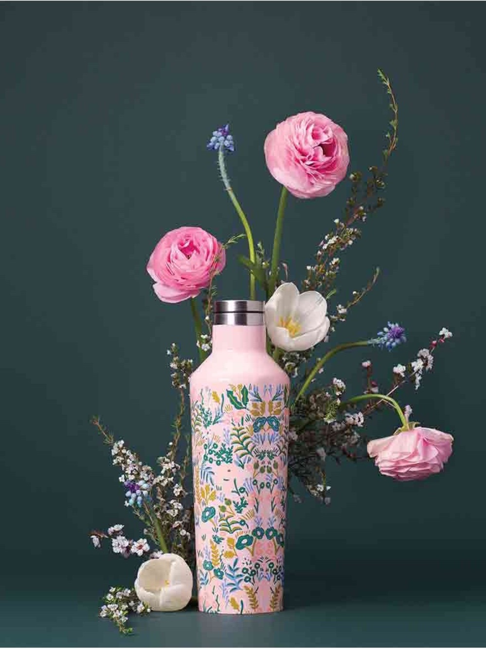 Rifle paper co x Corksicle 16oz water bottle with 2 caps